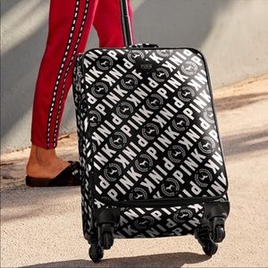 PINK Victoria's Secret Black & White Logo Rolling Carry-On